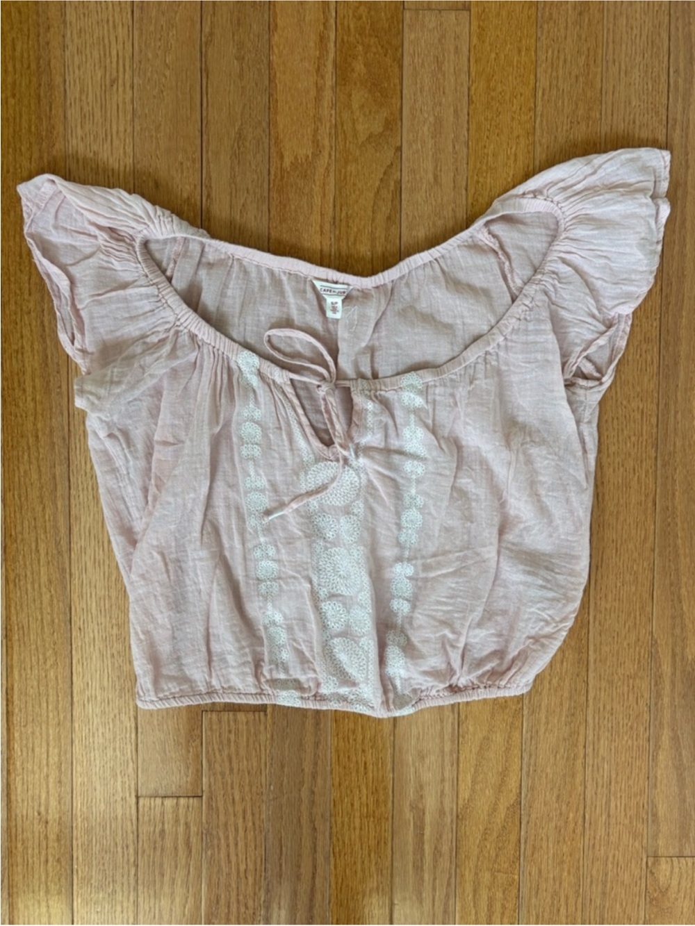 Cape Juby Light Pink Embroidered Crop Top